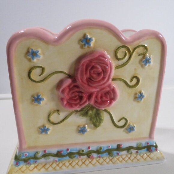 Elements Napkin / Envelope Holder Ceramic Pink Rose with Diamond design embossed - Picture 7 of 7